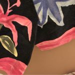 Liz Claiborne  Vintage Tropical Floral Button Back Linen Blend Dress Black‎ 4 Photo 4