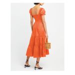 Zaful NWT Womens Square Neck‎ Puff Sleeve Smocked Ruffle A Line Midi Dress Orange XL Photo 1