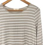 Prómesa PROMESA Striped Bow Tie Bell Sleeve Top Gray White Size Medium Photo 1