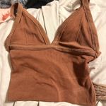 Urban Outfitters  Brown V-Neck Crop Top Photo 1