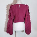 VICI  X Emily Travis Magenta Pleated Full Sleeve Crop Top Size Small Photo 1