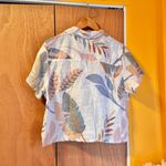 Cynthia Rowley  Leaf Print Linen Shirt, Button Up Size L Photo 5