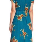 Superfoxx Teal Green Floral V Neck Short Sleeve Asymmetrical Hem Wrap Dress New Photo 1