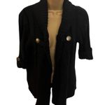Love by Design Black Ribbed Knit Shawl Collar Cardigan Short Sleeve XL Photo 0