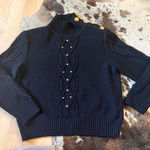 St. John SPORT Black Wool Blend Knit Sweater Gold Accent Buttons Size Small Photo 0