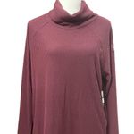 Andrew Marc Sport Turtle Neck Top Side Zipper Relaxed Fit Ribbed Burgundy L NWT Photo 1