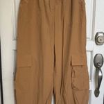 PILCRO Cargo Parachute Pants Drawstring Waist Elastic Ankle Women's Size Small Brown Photo 0