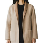 Banana Republic  Wool Reversible Car Coat XS Open Pockets Shawl Collar Tan Cream Photo 0