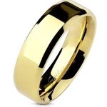 Beveled Edge Flat Band Gold IP Over Stainless Steel Ring 6mm width size 5 Photo 0