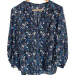 margaret o'leary Margaret O’Leary Poet Top Blue Floral Button Silk Photo 0