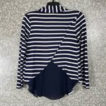 Moa Moa Blue Stripes Open Front Lightweight Cardigan - Size Medium- Sheer Panel Photo 5