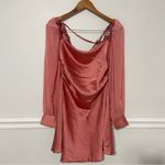 We Wore What • mini dress pink silky cowl neck chiffon puff sleeve sz 2 Photo 6