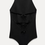ZARA Black Sleeveless Bodysuit with Cut Out Fitted Style Photo 5