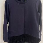 J.Crew  Fringe Gem Crewneck Sweater Navy Black Fringe XS Photo 0