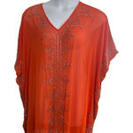 Roaman's Orange Beaded Crinkle Tunic Blouse Plus Size 1X(22/24 Sheer Cover Photo 0