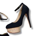Charlotte Olympia Black Canvas Dolores Espadrille Platform Ankle-Strap Pumps Photo 2