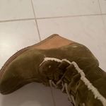 Strenesse Blue suede tall boots lace up wedge rubber sole whitish faux fur 9 Photo 13