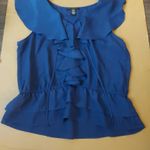 Apostrophe  Navy Ruffled Sleeveless Top Size LP Long Petite Balletcore Boho Fairy Photo 2