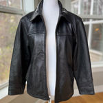 Vintage Rainforest Black Leather Jacket Quilted Lining Buckle Details Medium Photo 0