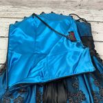 Blondie Nites Turquoise Black Lace Overlay Formal Party Dress Size 9 Made in USA Photo 8