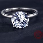 Sterling Silver SIZE 8 925 Classic Four Claw Emerald Cut CZ Ring Photo 2