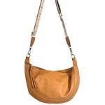 Anthropologie Vegan Leather Crescent Crossbody Bag in Camel with Guitar Strap Photo 0