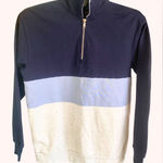 Brandy Melville NWT  Gray & Blue Quarter Zip Sweater Cotton Blend Woman's Medium Photo 0