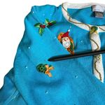 Berek Christmas Cardigan Sweater Flip Flops Beaded Holiday Size L Embellished Blue Size L Photo 8
