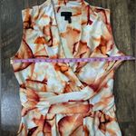 Donna Karan  Sleeveless Wrap Top in Orange and White Photo 4