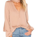 L'Academie  V-Neck Quarter Button Long Sleeve Blouse Photo 0