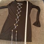 Women’s Black Long Sleeve Sexy Top/Dress with Chain Closure Size XL NEW Black Photo 9