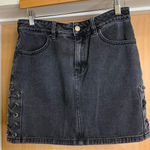 PacSun  Black Denim Mini Skirt with Side Lace Up Details - size 25 Photo 0