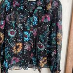 Ulla Johnson Bernadette Floral-Print Blouse Black Iris Photo 6
