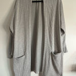 DONNI. Open Front Ribbed Knit Duster Cardigan OSFA Gray Striped Size undefined Photo 0