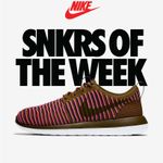 Nike  Roshe Two Flyknit "Olive Flak" sneakers with pink blast stripes Photo 2