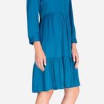 Johnny Was Tiered Mandarin Collar Satiny Cottagecore Dress Peacock XS Photo 7