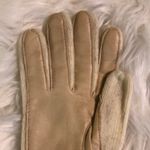 Ladies Vintage Knit Gloves Faux Leather Palms Photo 1