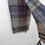 Echo Multicolor Wool Plaid Long Square Scarf Lightweight Designer Preppy Blue Photo 3