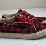 Blowfish Malibu Women's Plaid Sneakers 100% Cotton Red & Black Size 7.5 Photo 0