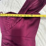 THEIA Size 0 Burgundy One Shoulder Satin Split Front Evening Gown Dress Sleek Red Photo 4