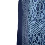 Miss Me  Navy Lace Overlay Chiffon‎ Split Back Button Sleeveless Top EUC Size S Photo 3