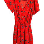 Sienna Sky  Red Floral Polka Dot Short Sleeve Romper Button Front Elastic Waist Photo 0