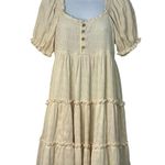 easel  Puff Sleeve Tiered Mini Babydoll Dress Ivory Small Flowy Romantic Boho NWT Photo 11