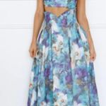 Hello Molly NWT Unique Flare Pleated Floral Print Maxi Skirt Blue Womens Size XS Photo 0
