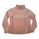 Duluth trading Co women's size XL fair isle wool Cozy Pink Turtleneck Sweater Photo 0