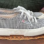 Superga Black & White Gingham Checkered Lace Up Sneakers Photo 2