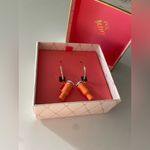 Betsey Johnson  Orange Rhinestone Drop Dangle Mini Tumbler Cup Earrings Photo 4