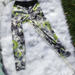 Candie's Green Black Grey Floral Leggings Flower Small S Shiny Abstract Photo 2