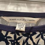 Diane Von Furstenberg  Navy and Cream Geometric Silk Pencil Skirt Size: 8 Photo 1