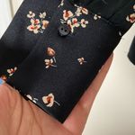ZARA  floral blouse mock neck top pearl button embellishment long sleeve medium Photo 3
